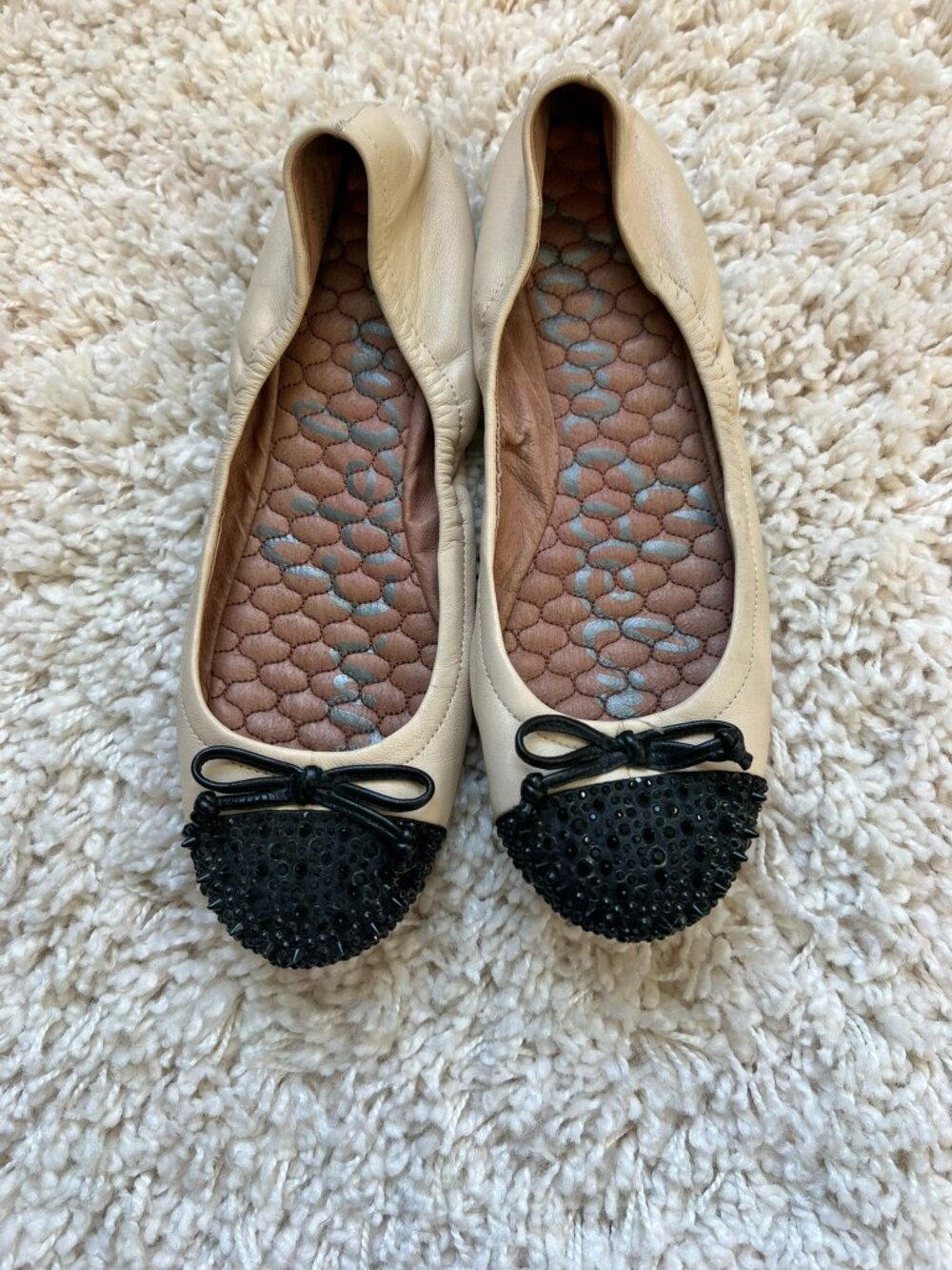 Sam Edelman Beatrix Ballet flats Women's Beige Leather Size 8M Cap Toe Comfort